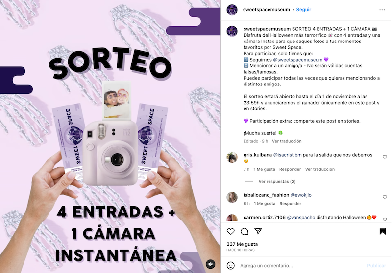 Sorteo 4 Entradas para Sweet Space Museum + 1 Cámara Instax
