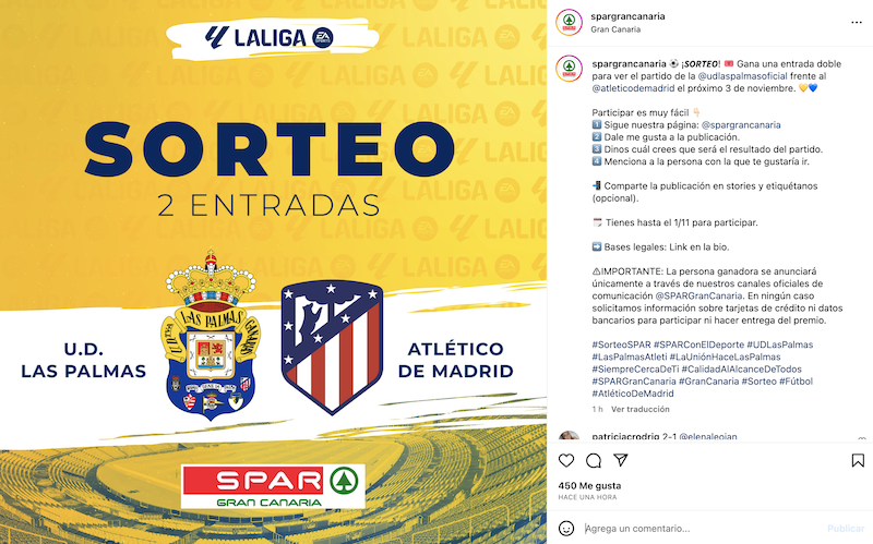 Sorteo Entrada doble para el partido de UD Las Palmas frente al Atletico de Madrid 