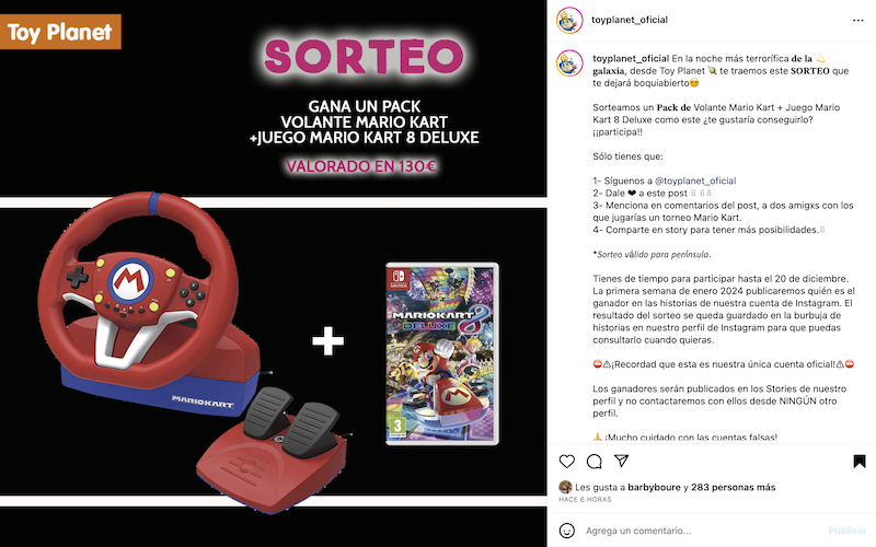 En la noche más terrorífica 𝐝𝐞 𝐥𝐚 💫 𝐠𝐚𝐥𝐚𝐱𝐢𝐚, desde Toy Planet 🪐 nos traen este 𝐒𝐎𝐑𝐓𝐄𝐎 que te dejará boquiabierto: Sorteo Pack de volante Mario Kart + Juego Mario Kart 8 Deluxe