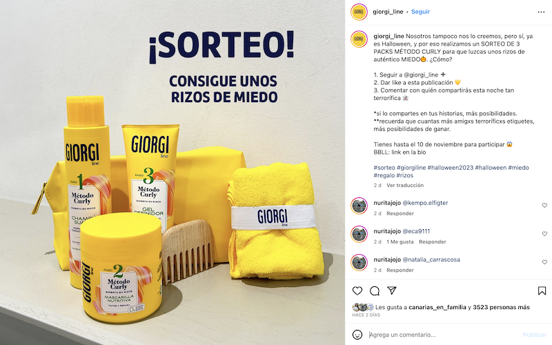 Ya es Halloween, y por eso en Giorgi Line realizan un SORTEO DE 3 PACKS MÉTODO CURLY para que luzcas unos rizos de auténtico MIEDO🎃. 